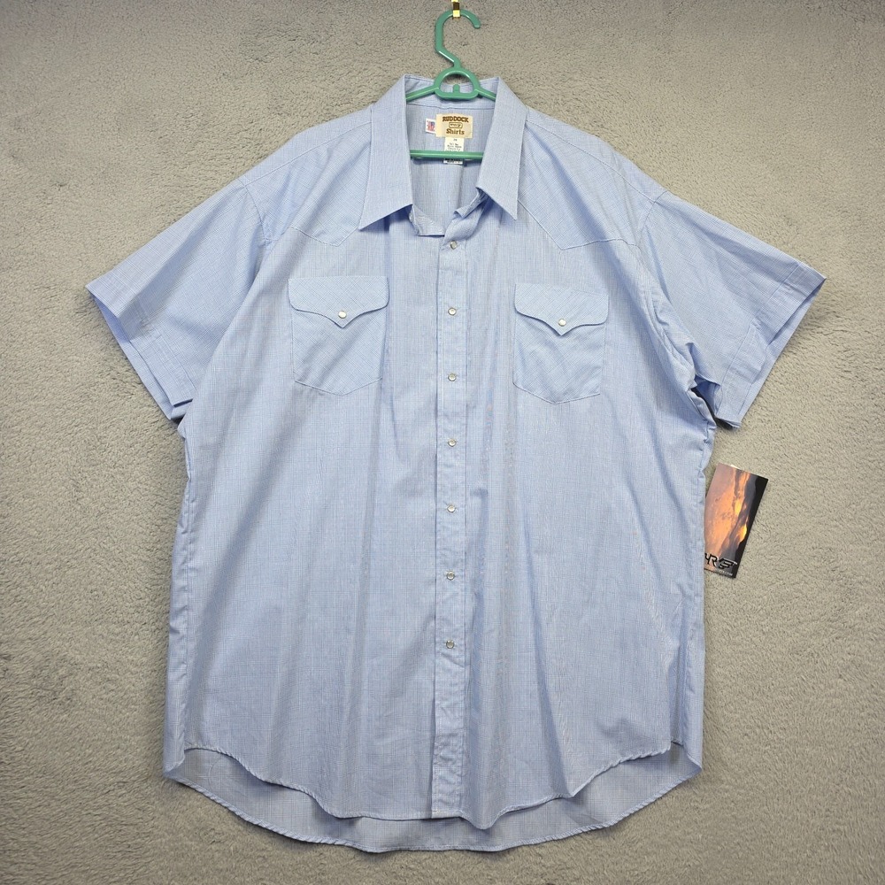 Vintage Ruddock Shirt Mens‎ 2X Tall Blue Pearl Snap Western Classic Cowboy NOS